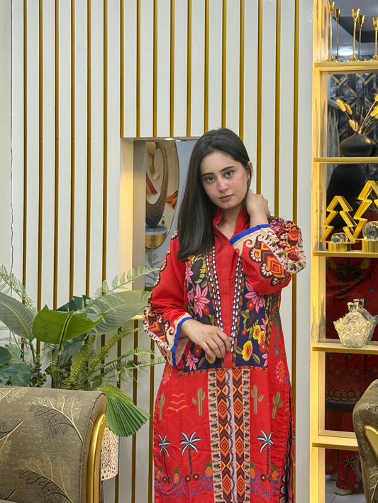 2 PCS Soft Swiss Lawn Co-Ord Set – Digital Printed | Flapper Trouser | Short Length Shirt (37")