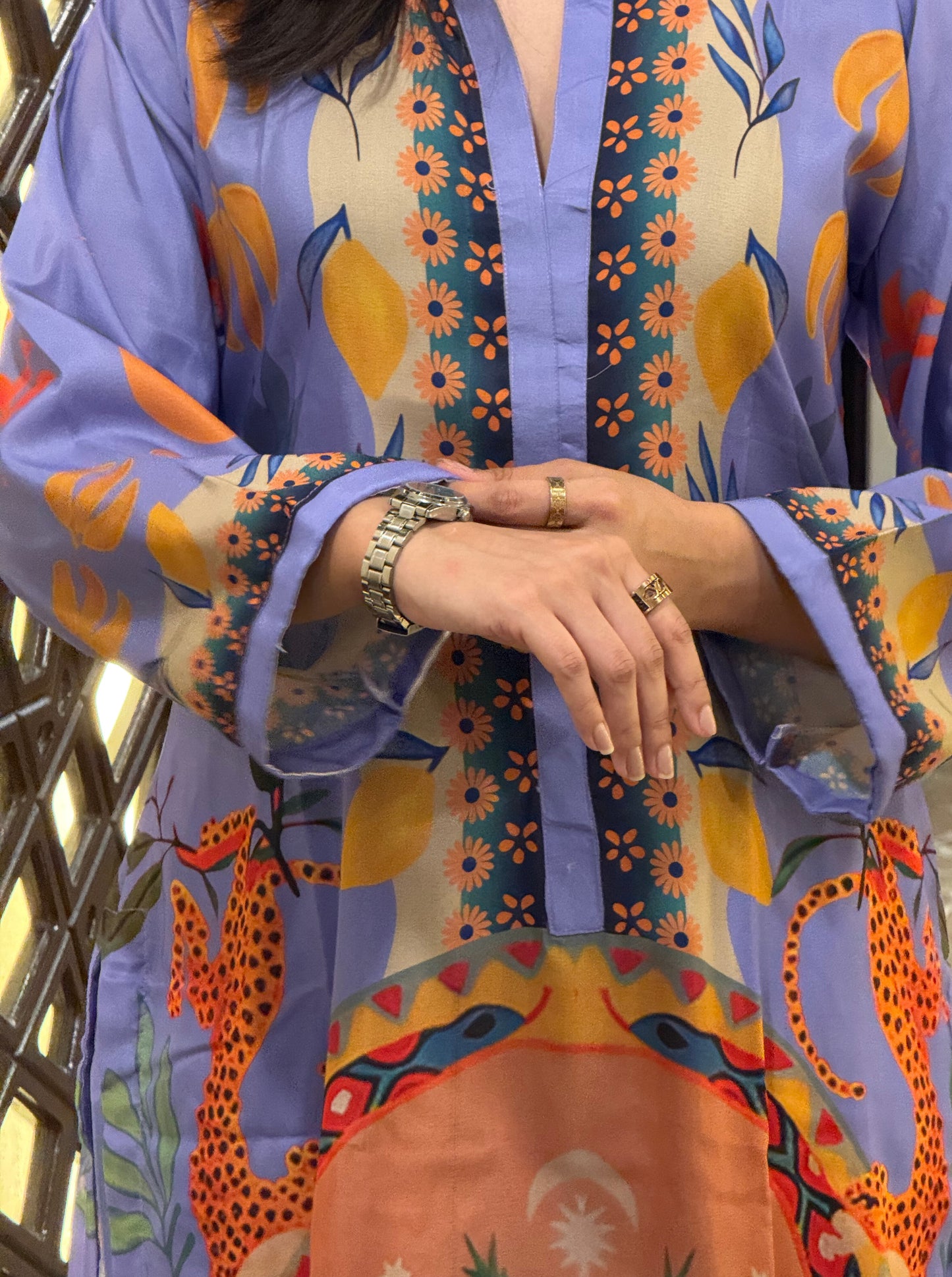 2 PCS Soft Swiss Lawn Co-Ord Set – Digital Printed | Flapper Trouser | Short Length Shirt (37")