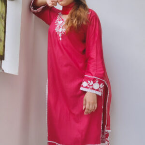 Hm Jummani 3Pcs Lawn Stitched Dress with Pure Chiffon Dupatta 2024