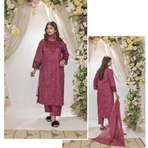 Elegant 3-Piece Printed Cotton Lawn Set