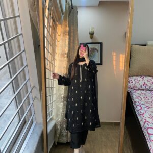 Xarina by Hm Jummani Semi Pure Chiffon 3Pc Ready To Wear Pakistani Dress 2024`