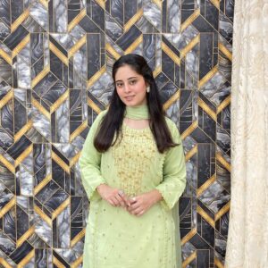 Aangan  3pc Semi Pure Chiffon Dress 2024