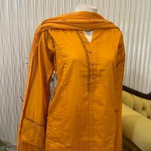 Sunehri Jhalak Premium Pure Solid Lawn Dress 2024