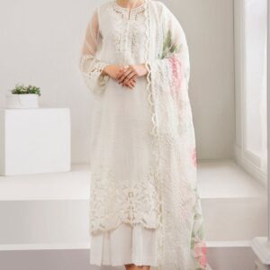 3pc Unstitched Pure Organza Pakistani Dress 2024