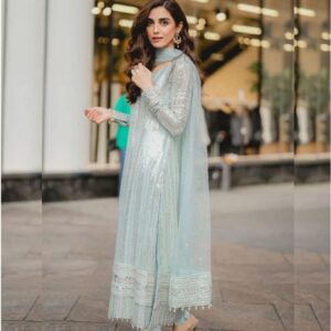 Hm Jummani Unstitched Semi Pure Chiffon Emb Dress Wedding Season 2024