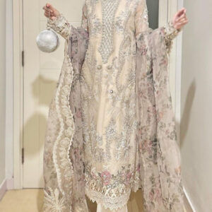3c Hm-90  Unstitched Pure Organza Pakistani Dress 2024