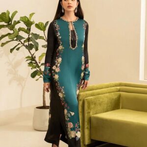 Lulusar Hm-26 Unstitched Shamooz Silk Dress WIth Stone Work 2024
