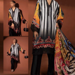 Lulusar Hm-30 Unstitched Shamooz Silk Dress WIth Stone Work 2024
