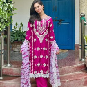 Radiance Semi Pure Raw Silk Stitched Dress 2024